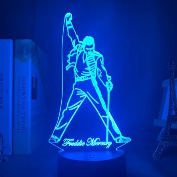 3d Led Noční Světlo Lampy Britský Zpěvák Freddie Mercury Obrázek Noční světlo pro Kancelářské, bytové Dekorace, Nejlepší Fanoušky Dárek Dropshipping