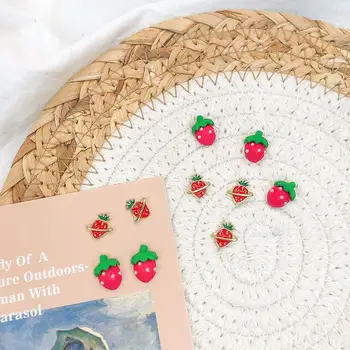 3D Nail Art Broskev Jahoda Šperky Letní Květiny Slitiny Matné Textury DIY Nehtů dekorace Dekorace Doplňky