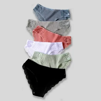 3KS/Set Bavlněné spodní Prádlo Ženy Kalhotky Pohodlí Květinové Krajky Kalhotky Kalhotky Pro Ženy, Sexy Low-Vzestup Pantys Blízcí M L XL
