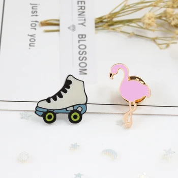 3ks Set Módní Karikatura Ikonu Skateshoes na tlačítko OK Ručně Flamingo Brože Kolíky Smalt Oblečení Klopě Pin Taška Tlačítko Odznak Ženy Šperky