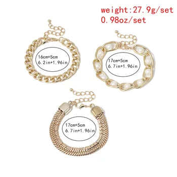 3ks/set Zlaté Barevné Klip Mince PapeSimulated Perlové Náramky pro Ženy BOHO Náramek Náramky Femme Módní Šperky Příslušenství