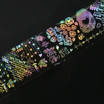 4*100cm/Roll Holografické Květiny Pták Design Nehtů Fólie Nail Art Sticker Převodu Vody Obtisky na Nehty Dekorace Accesoires