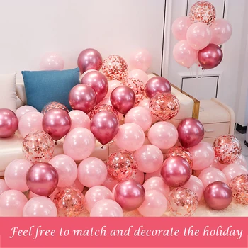 40Pcs Rose Gold Balón Konfety Flitry 12Inch Růžové Stick Pro Svatbu, Děti, Narozeniny, Strana, Vánoční, Nový Rok Domácí Scéně Dekor