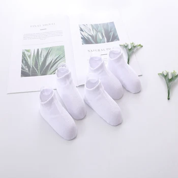 5 párů/balení Dětské Bílé Ponožky Dítě Krátké Jarní Styl Pevné Tenké Měkké Ponožky Pro Kluky, Dívky, Oděvní Doplňky