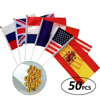 50KS Straně ruské Vlajky USA UK EU Francie Nizozemsko Španělsko Izrael státní Vlajka S Stožár Na Oslavu Průvod Sportovní