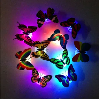 5ks LED Barevné Měnící Butterfly Zářící rozpíjení barvy Noční Světlo Lampy Domácí Dekor DIY Magnety na Lednici Strany, psací Stůl Samolepky