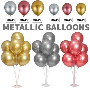 60pcs 10/12inch Lesklý Kov Pearl Latexové Balónky Silný Chrome Metalické Barvy Helium balóny Globos Birthday Party Decor