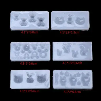 6ks 3D Zvířecí Silikonové Visící Šperky Náušnice Formy Dekor Resin Cabochon Šperky Přívěšek Formy Nastavit Vytvořit DIY Nail Art Knoflíky M