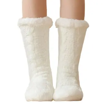 7 Styly Dámské Zimní Teplé Fuzzy Plyšové Lemované Froté Pletené Papuče Ponožky s Chapadla C63F