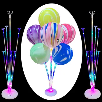 75cm 7 Trubky Balóny Stojan S LED Světlo Balón Držitel Sloupec Plastu Držet Balón Narozeniny Svatební Party Ballon Příslušenství