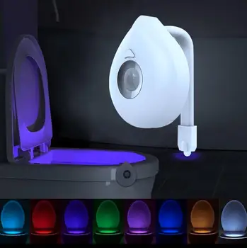 8 Barev Inteligentní PIR Snímač Pohybu Wc Sedátko Noční Světlo Vodotěsné Podsvícení Pro Wc Mísa LED Lampa Luminaria WC Toaleta Lehké