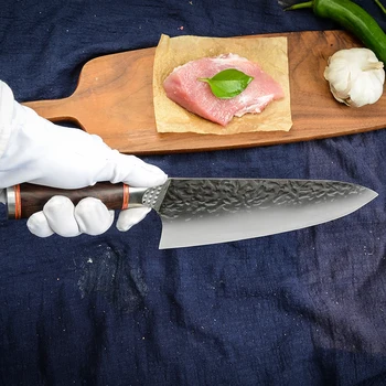8 palcový Chef Nůž 5 Palcový Utiliy Nůž 5cr15 Molybden-Vanadiové Oceli Kolo ebony Zvládnout Zčernalé Kované Oceli Hlavy Sekáček