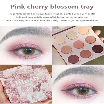 9 Barvy, Matný Lesk Oční Stíny Make-Up Růžové Cherry Porážce Paleta Pigmentu Vodotěsné Balzám Profesionální Make-Up Oční Stíny Paleta