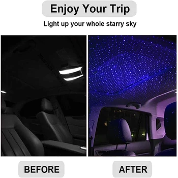 Auto Střešní Star Light Vnitřní LED Laserové Hvězdné Atmosféry Okolní Projektoru USB Noční Světlo Auto Doma Stropu Dekor Galaxy Světla