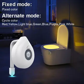 Automatická Toaleta Světlo Inteligentní PIR Snímač Pohybu Wc Sedátko Noční Světlo 8 Barev Vodotěsné Podsvícení Pro Wc Mísa LED Lampa