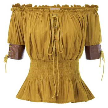 Belle Poque Letní Košile Sexy Ženy Vintage Retro Steampunk Viktoriánské Půl Rukáv Off Rameno Topy Jednobarevné Nový Gothic Lady