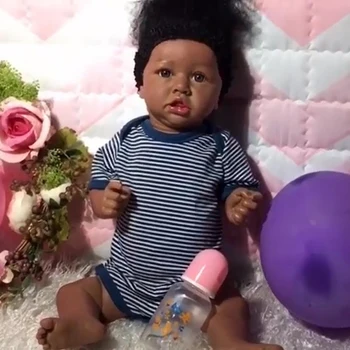 Black African American Bebe Real Reborn Baby Doll Kit Celé Silikonové Tělo, Hezká Baby Alive Panenka Bebe Realista Pro Maminku Děti
