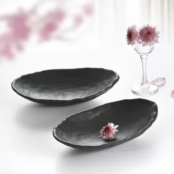 Black Frost Imitace Porcelánu Nádobí Ingotů Ve Tvaru Desky Módní Restaurace Melaminu Sashimi Dish A5 Melaminové Nádobí