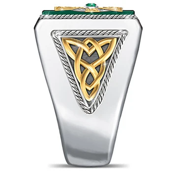 Bohemia Kape Olej Náměstí Zeleného Drahokamu Svatební Prsten Muži Zlatý Kříž Zásnubní Prsteny pro Ženy Móda Motorkářské Šperky