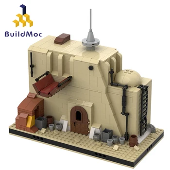 Buildmoc Hvězda Filmu Město Dům MOC-55496 Poušti Junk Store Pro Modulární Tatooine Stavební Bloky Architektury Hračky pro Děti Dárky