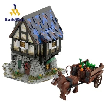 BuildMoc Města Středověká Kovárna S Přepravu Stavební Bloky, PF City Street View, Dům, Architektura, Model, Cihly, Děti, Hračky