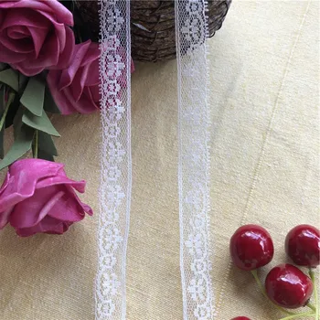 Bílá polyester 1,5 cm T1042-1embroidery krajky, francouzské krajky stuhou tkaniny diy obruby osnovní pletení šicí příslušenství