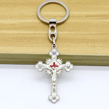 Crystal Cross Přívěsky Dárkové Katolický Křesťan Klíčenka Zlatá Stříbrná Ježíš 8 Barev Přívěsek Šperky Svatý Benedikt Přívěšek Na Klíče 2021