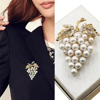 Crystal Grape Pearl Brože Pro Ženy, Roztomilé Luxusní Pin Brož Módní Šperky Elegantní Svatební Brož Kytice Nové
