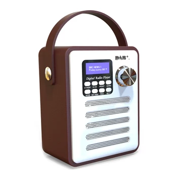 DAB Dřeva Přenosné Dobíjecí Digitální Rádio Audio USB LCD Displej, Stereo FM Přijímač, Handsfree Bluetooth Retro MP3