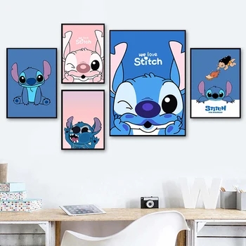 Disney Kreslených Anime Plátno, Obrazy Lilo & Stitch Plakáty a Tisky Cuadros Umění Zdi Obrázky pro Dítě Ložnice Domácí Dekoraci