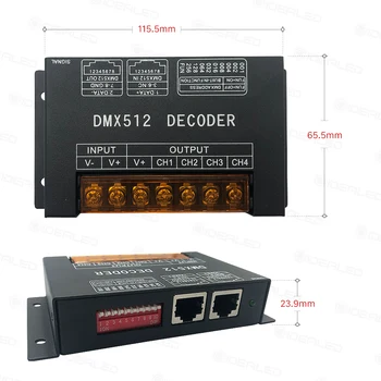 DMX 4 kanály 32A led stmívač ovladač Dekodér RGBW LED pro RGB led dmx dmx512 dekodér řadič DC12-24V DMX512 Dimmer