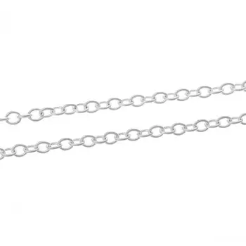 DoreenBeads 10M Odkaz-Otevřel Kabelové Řetězy Zjištění Stříbrná barva 3mm x 2,5 mm