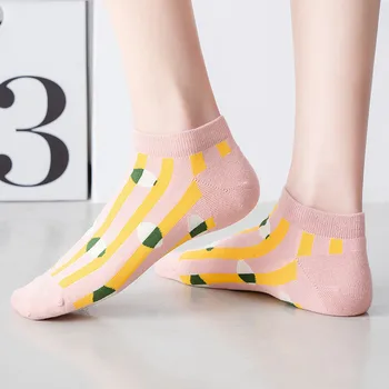 Dreamlikelin Jaro Léto Ženy Tenké Krátké Ponožky korejský Styl Květinové Kostkované Bavlněné Prodyšné Ponožky pro Dívky