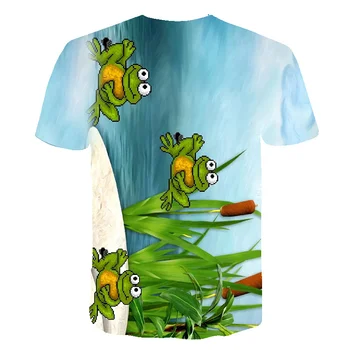 Děti Kolem Krku Ležérní Krátký Rukáv Zábavná Hra Roztomilý Žába 4-14 Let Módní T-Shirt Chlapci A Dívky Anime 3D T-Shirt