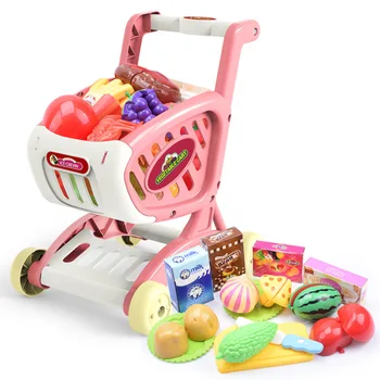 Dětský Nákupní Vozík Velký Supermarket Hračky Play House Kuchyň Simulace Ovoce A Zeleniny, Dítě, Dívka, Hračka, Dar