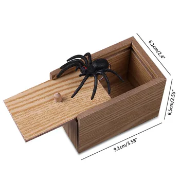 Dřevěné Spider Žert Vyděsit Box v Případě, Trik, Vtip, Hrůza Roubík Hračky Akce Zásoby Strany Žert Vyděsit Zvíře Box Dropshipping