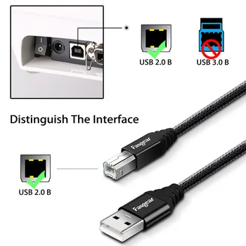 Fasgear USB 2.0 Kabel Tiskárny Typ B Samec USB Kabel pro Canon Epson HP Tiskárny Štítků, 5M 1,8 M 1M Skener, Kabel USB, Tiskárna
