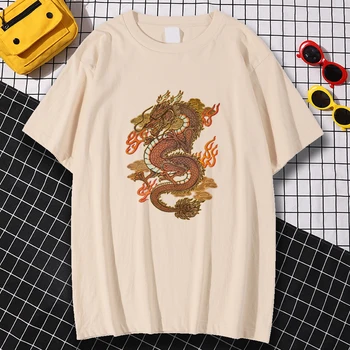 Golden Dragon Tištěné T-Shirt Pánské Kreativitu All-Zápas Tričko Módní Pohodlné Tees Triko Vybavené Pohodlné Tričko Muži