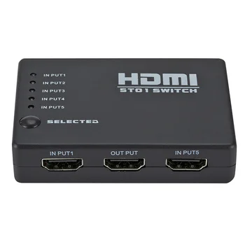 Grwibeou HDMI Splitter 5 V 1 Out Přepínač 5 Port Hub Box Automatický Přepínač 5x1 1080p HD 1.4 S Dálkovým ovládáním pro HDTV PS3 XBOX360