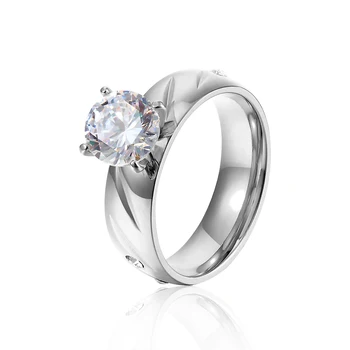 Horké Značka Šperky Móda Z Nerezové Oceli Stranách Malé 2 Barva Crystal Gold Zásnubní Prsten Crystal Žen Vzít Prsten
