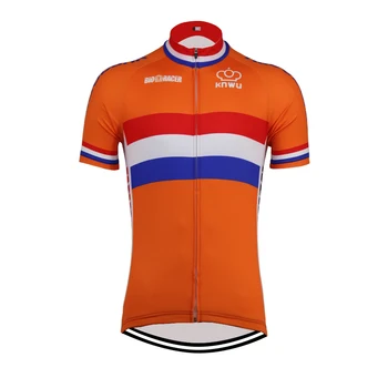 Hot Klasické Retro Nizozemsko NOVÝ Cyklistický Dres Bike Road RACE Team Road Race Krátký Top Oranžové Cyklistické Oblečení Závodní oblečení