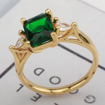 Hot Prodej Zelený Krystal Prsteny Zirkon Vintage Kouzlo Výročí Svatby Šperky Pro Ženy Módní Party Prst Ozdoby