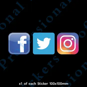 Ikony sociální Média - Facebook, Instagram, Twitter - Shop, Dodávka, Vůz (CC006) Vodotěsné Vinylové samolepky na auto Motos