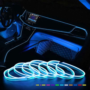 Interiér vozu EL Drát Okolní LED Flex Rgb Strip Auto Pružné Atmosféru Neno Trubice Měkké USB/Cigarety