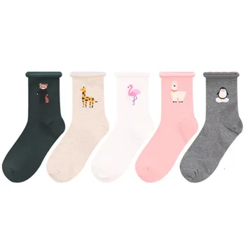 Jaro Léto Nové Ženy, Ponožky Flamingo Ponožky 1 Pár Prodyšné Bavlny Ve trubice Ponožky Volné Ústa Pono¾ky korejské Ženy Ponožky
