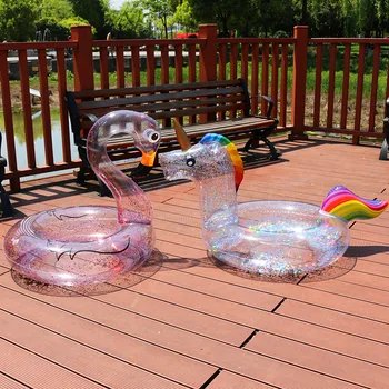 Jasné, Zdobený Nafukovací bazén Kruh Vodní Matrace Třpytky Flamingo Unicorn Plavat Kruhu Letní Bazén, Hračky pro Děti