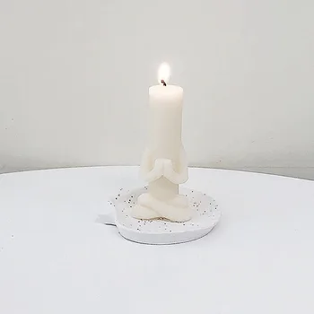 Jednoduchý Cylindrický Jóga Modlitba Svíčky Silikonové Formy Meditace Portrét Diy Omítky Plísně Mýdla, Bytové Dekorace, Ozdoby