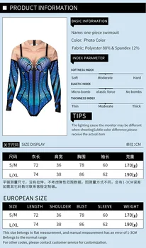 Jednodílné Plavky 2021 Bikini Nové Přímořské Pláži 3D Personalizované Digitální Tisk Jednoho Kusu Dlouhý Rukáv Plavky Set Těsné Oblečení