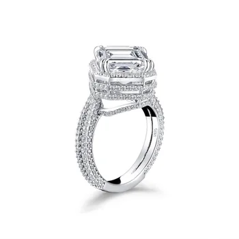 Jellystory 925 sterling silver luxusní kouzlo kroužky s 6ct vytvořil moissanites drahokam šperky pro ženy, svatební zásnubní