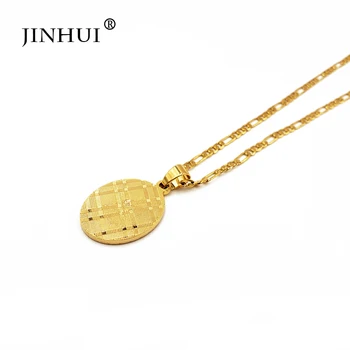 JINHUI módní Nové ženy zlatá barva oválný přívěsek náhrdelníky 45cm řetěz Dávat přítelkyni, dárky, Party nosit Šperky